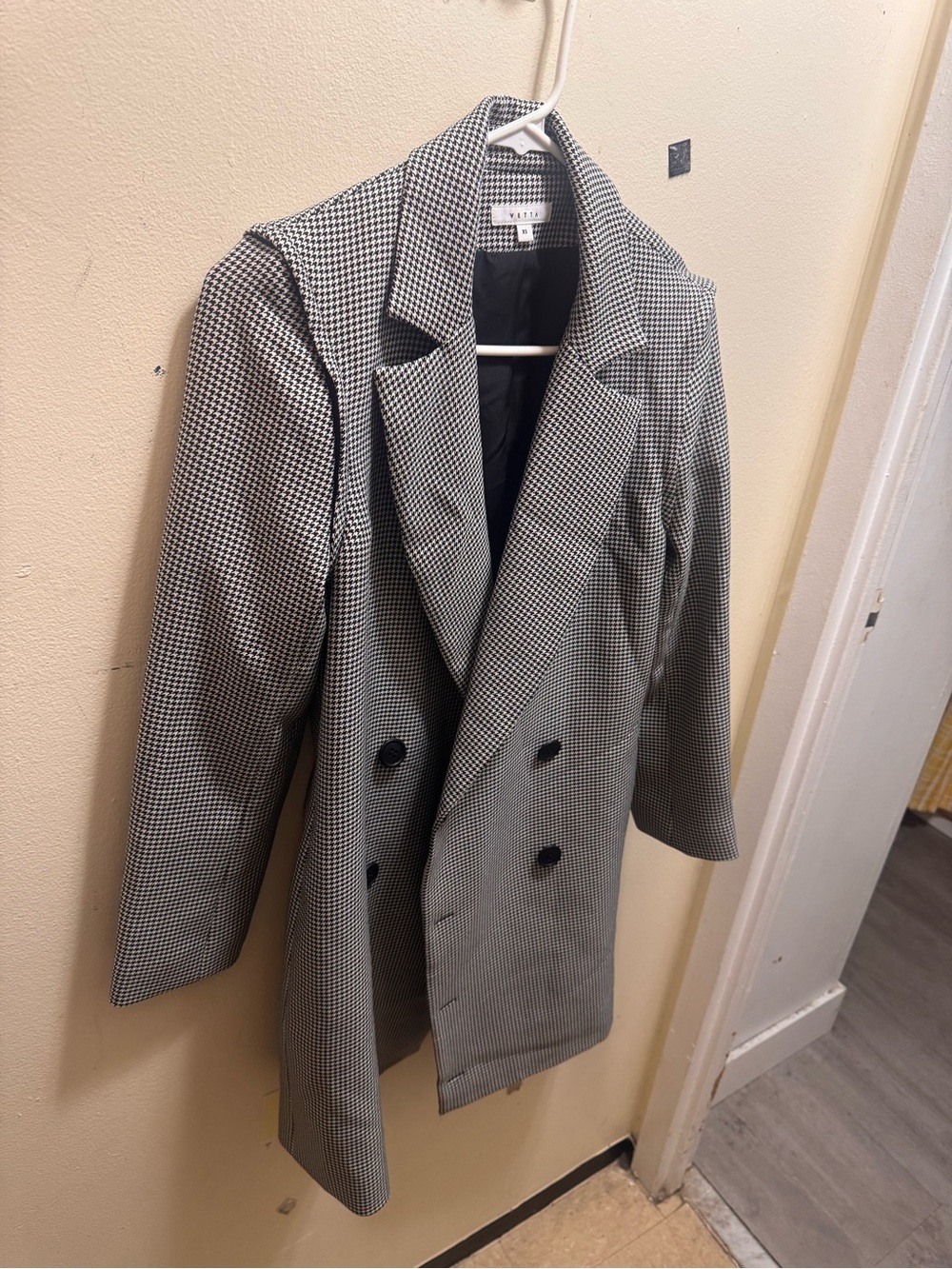 Vetta Black & White Houndstooth Convertible Blazer Dress (Size XS)